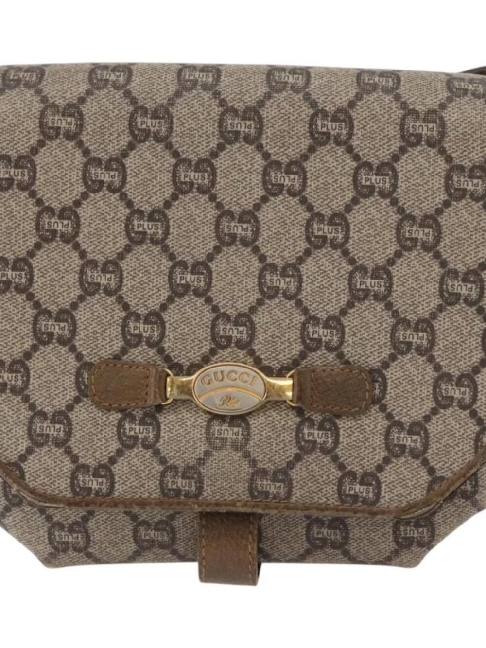 GUCCI GG Plus Supreme Shoulder Bag PVC Beige Gold Auth ka3753 - Picture 2 of 16